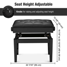 Load image into Gallery viewer, Yescom Piano Bench Leather Seat Adjustable-Height w/ Storage