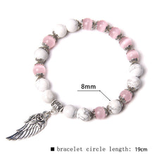 Load image into Gallery viewer, "Guardian Angel" Pink Cat Eye &amp; White Turquoise Bracelet