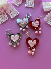 Load image into Gallery viewer, Yours Truly-Heart Pearl Dangle Earrings