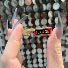 Load image into Gallery viewer, "Admit One" Carnival Ticket Enamel Pin on Gift Card