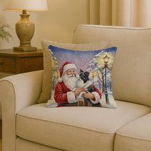 Load image into Gallery viewer, Border Collie with Santa Claus Throw Pillow