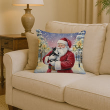 Load image into Gallery viewer, Black &amp; White Tuxedo Cat with Santa Claus Throw Pillow