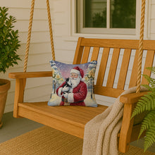 Load image into Gallery viewer, Black &amp; White Tuxedo Cat with Santa Claus Throw Pillow