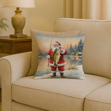 Load image into Gallery viewer, Fishing Santa Claus with Largemouth Bass Christmas Throw Pillow