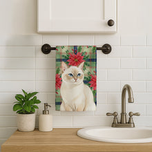 Load image into Gallery viewer, Cream Point Cat with Poinsettias Kitchen Towel