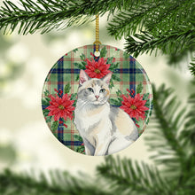 Load image into Gallery viewer, Dilute Calico Cat with Poinsettias Ceramic Ornament