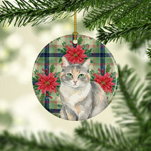 Load image into Gallery viewer, Dilute Tortoiseshell Cat with Poinsettias Ceramic Ornament