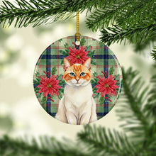 Load image into Gallery viewer, Flame Point Cat with Poinsettias Ceramic Ornament