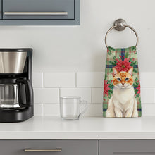 Load image into Gallery viewer, Flame Point Cat with Poinsettias Kitchen Towel