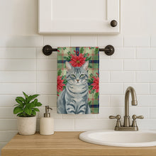 Load image into Gallery viewer, Gray Mackerel Tabby Cat with Poinsettias Kitchen Towel