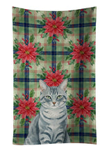Load image into Gallery viewer, Gray Mackerel Tabby Cat with Poinsettias Kitchen Towel