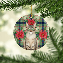 Load image into Gallery viewer, Lynx Point Tabby Cat with Poinsettias Ceramic Ornament