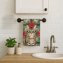 Load image into Gallery viewer, Mackerel Tabby Brown Cat with Poinsettias Kitchen Towel