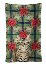 Load image into Gallery viewer, Mackerel Tabby Brown Cat with Poinsettias Kitchen Towel