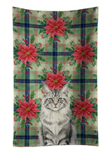 Load image into Gallery viewer, MaineCoon Silver Tabby Cat with Poinsettias Kitchen Towel