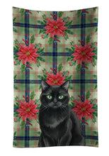 Load image into Gallery viewer, Persian Black Cat with Poinsettias Kitchen Towel