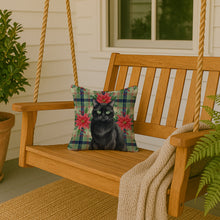 Load image into Gallery viewer, Persian Black Cat with Poinsettias Throw Pillow