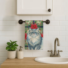 Load image into Gallery viewer, Persian Blue Cat with Poinsettias Kitchen Towel