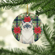 Load image into Gallery viewer, Ragdoll Blue Point Cat with Poinsettias Ceramic Ornament