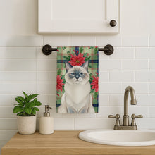 Load image into Gallery viewer, Ragdoll Blue Point Cat with Poinsettias Kitchen Towel