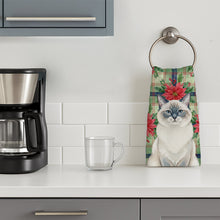 Load image into Gallery viewer, Ragdoll Blue Point Cat with Poinsettias Kitchen Towel