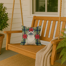 Load image into Gallery viewer, Ragdoll Blue Point Cat with Poinsettias Throw Pillow