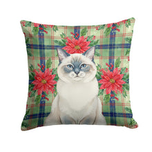 Load image into Gallery viewer, Ragdoll Blue Point Cat with Poinsettias Throw Pillow