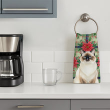 Load image into Gallery viewer, Ragdoll Seal Point Cat with Poinsettias Kitchen Towel