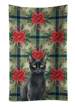 Load image into Gallery viewer, Solid Black Cat with Poinsettias Kitchen Towel