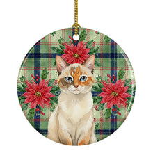 Load image into Gallery viewer, Tortie Point  Cat with Poinsettias Ceramic Ornament
