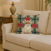 Load image into Gallery viewer, Tortie Point  Cat with Poinsettias Throw Pillow
