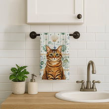 Load image into Gallery viewer, Classic Tabby Brown Cat Coastal Sea Glass Kitchen Towel