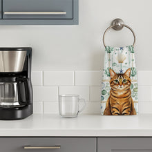 Load image into Gallery viewer, Classic Tabby Brown Cat Coastal Sea Glass Kitchen Towel