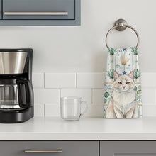 Load image into Gallery viewer, Cream and White Cat Coastal Sea Glass Kitchen Towel
