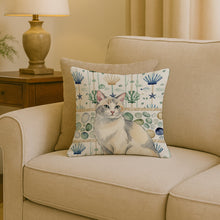 Load image into Gallery viewer, Dilute Calico Cat Coastal Sea Glass Throw Pillow