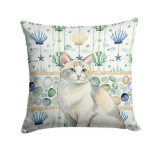 Load image into Gallery viewer, Dilute Calico Cat Coastal Sea Glass Throw Pillow