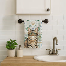 Load image into Gallery viewer, Mackerel Tabby Brown Cat Coastal Sea Glass Kitchen Towel