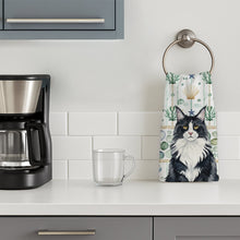 Load image into Gallery viewer, MaineCoon Black and White Cat Coastal Sea Glass Kitchen Towel