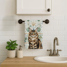 Load image into Gallery viewer, MaineCoon Brown Tabby Cat Coastal Sea Glass Kitchen Towel