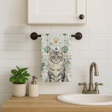 Load image into Gallery viewer, MaineCoon Silver Tabby Cat Coastal Sea Glass Kitchen Towel