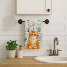Load image into Gallery viewer, Orange Classic Tabby Cat Coastal Sea Glass Kitchen Towel