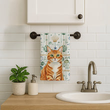 Load image into Gallery viewer, Orange Mackerel Tabby Cat Coastal Sea Glass Kitchen Towel