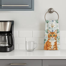 Load image into Gallery viewer, Orange Mackerel Tabby Cat Coastal Sea Glass Kitchen Towel