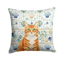 Load image into Gallery viewer, Orange Mackerel Tabby Cat Coastal Sea Glass Throw Pillow