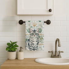 Load image into Gallery viewer, Silver Classic Tabby Cat Coastal Sea Glass Kitchen Towel