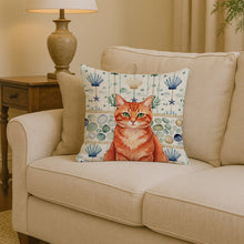 Load image into Gallery viewer, Solid Red Ginger Cat Coastal Sea Glass Throw Pillow