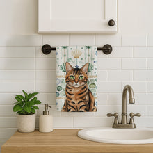 Load image into Gallery viewer, Spotted Tabby Brown Cat Coastal Sea Glass Kitchen Towel
