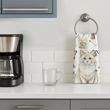 Load image into Gallery viewer, Cream and White Cat Coffee Time Kitchen Towel