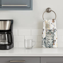 Load image into Gallery viewer, Silver Classic Tabby Cat Coffee Time Kitchen Towel