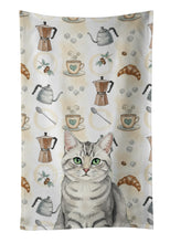 Load image into Gallery viewer, Silver Mackerel Tabby Cat Coffee Time Kitchen Towel